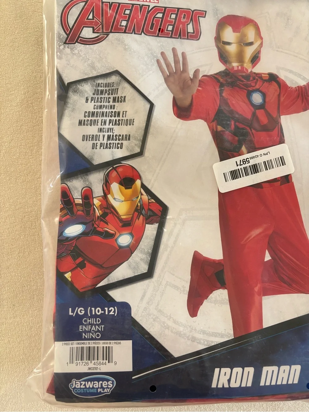 Marvel Avengers Iron Man Costume Kids Large 10-12 Complete